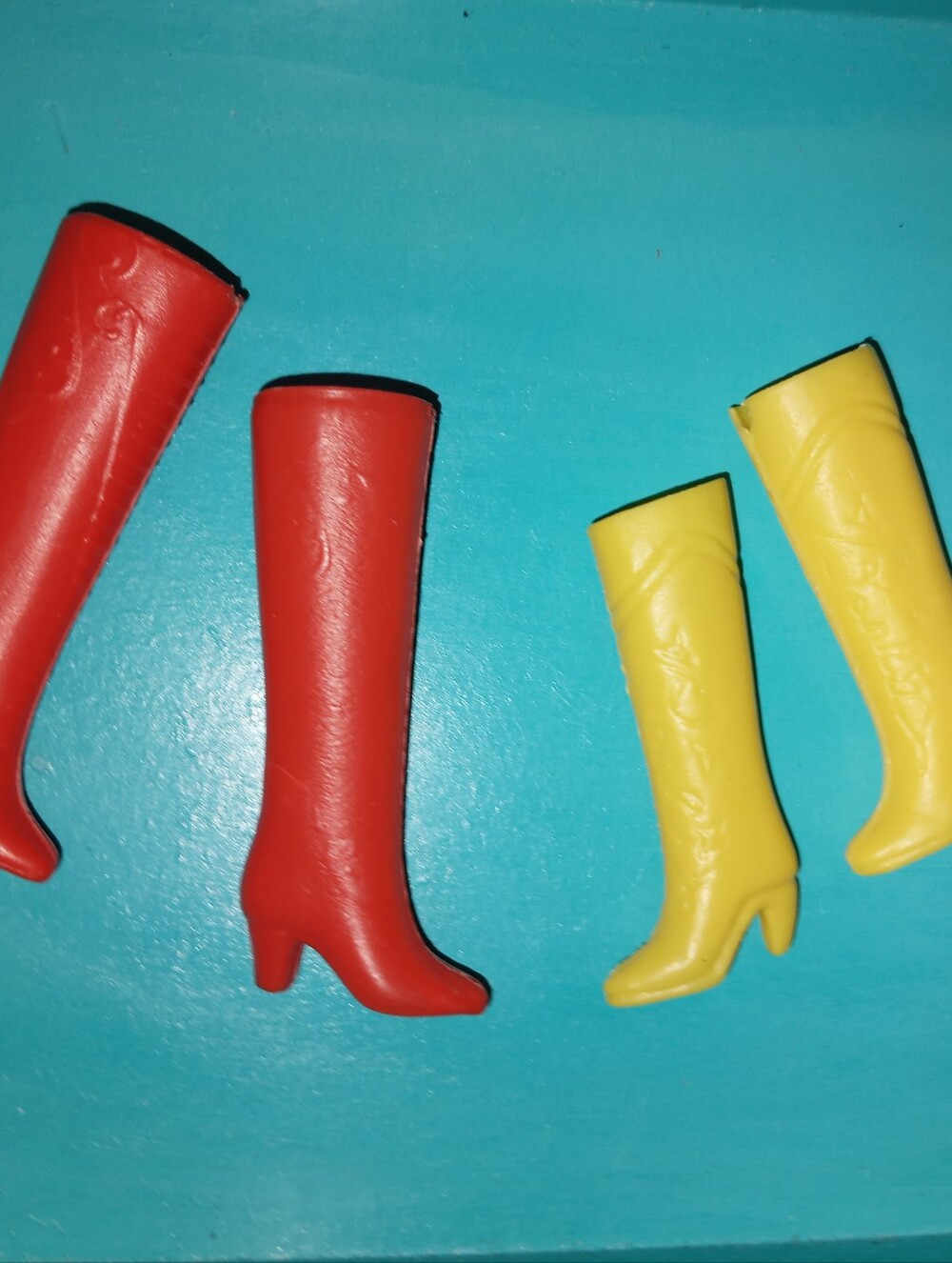 Barbie doll size red & yellow cowboy boots